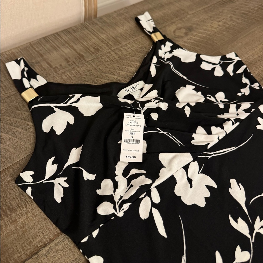 White House Black Market Floral Black and White Women's Dress Size S - Picture 10 of 14